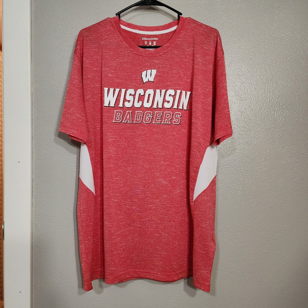 Men's Champion Elite Wisconsin Badgers Tee Shirt Red Size XL